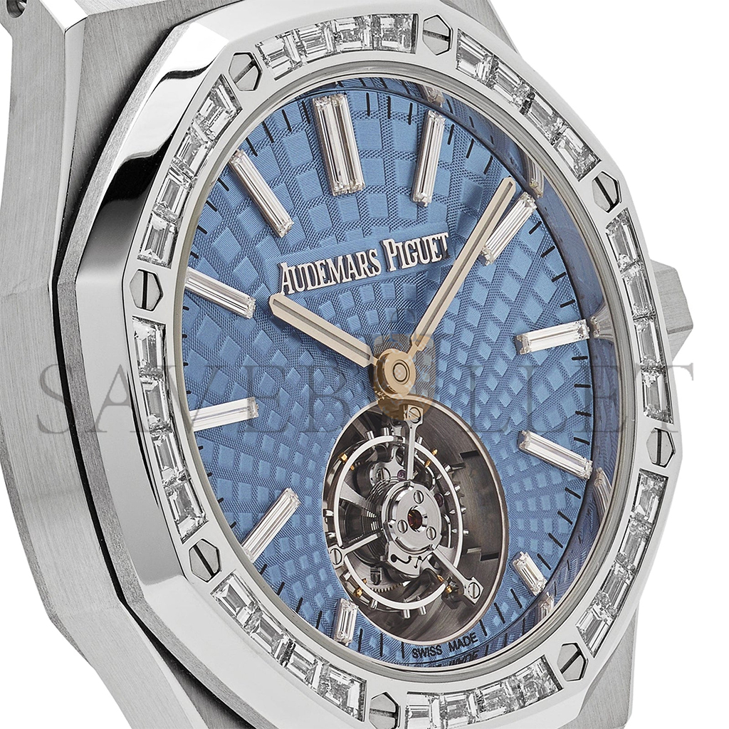 AUDEMARS PIGUET ROYAL OAK SELFWINDING FLYING TOURBILLON PLATINUM LIGHT BLUE DIAL 41MM WATCH 26535PT.ZZ.1220PT.01